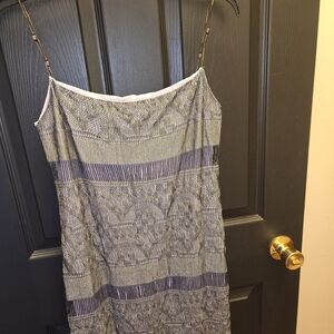 Guess Shimmering Silver and Blue Mini Dress